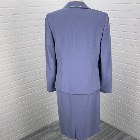 Garfield Marks Skirt Suit Women 6 Purple Saddle Stitch Zip Poly Classic USA VTG - Picture 4 of 16